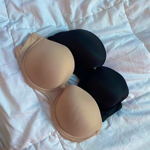 Two strapless push up Victoria Secret bras